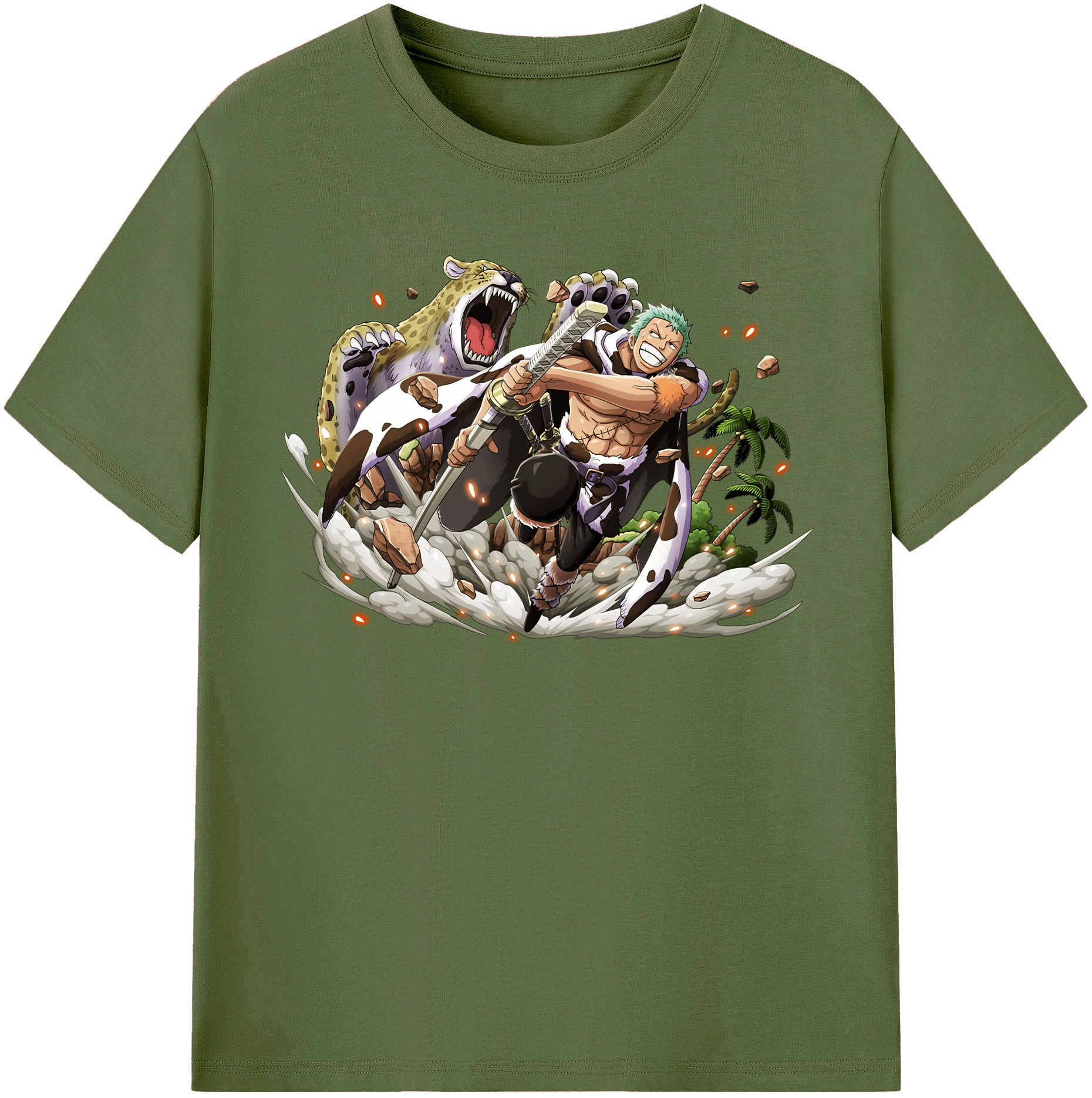 ワンピース ロロノア・ゾロ ONE PIECE Roronoa Zoro 綿100％半袖Tシャツ（フロントプリント）
